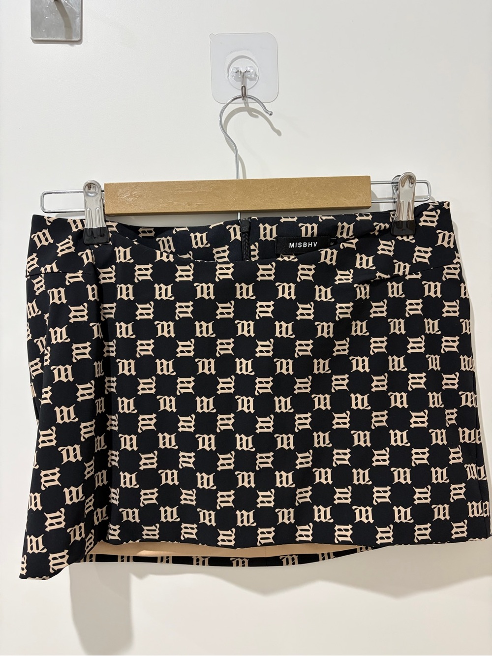 MISBHV Monogram Mini Skirt with Black Beige Logo Print